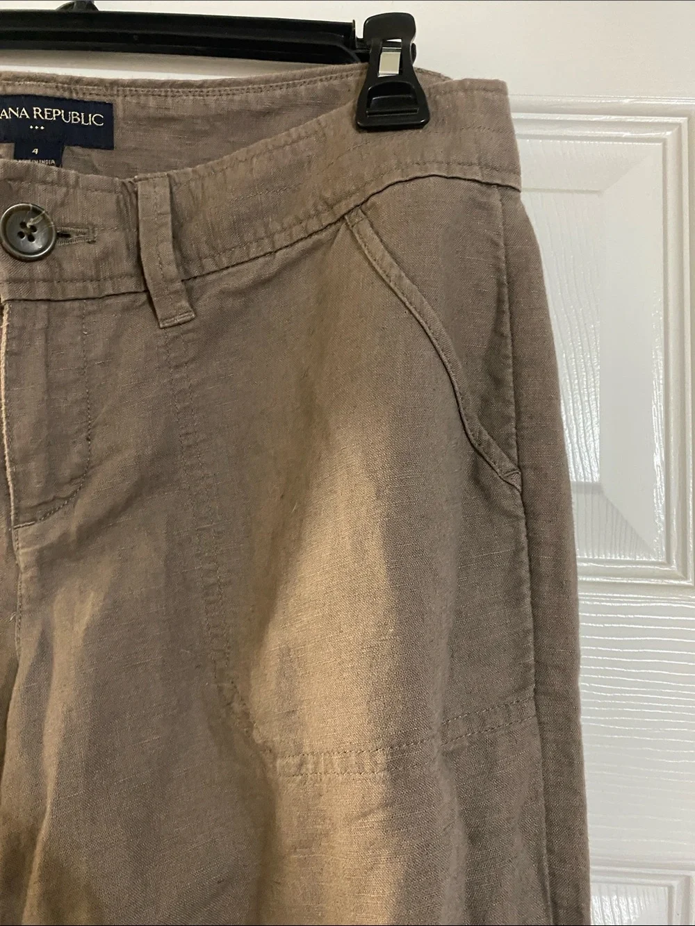 Banana Republic Women’s Taupe Straight-Leg Linen Trousers